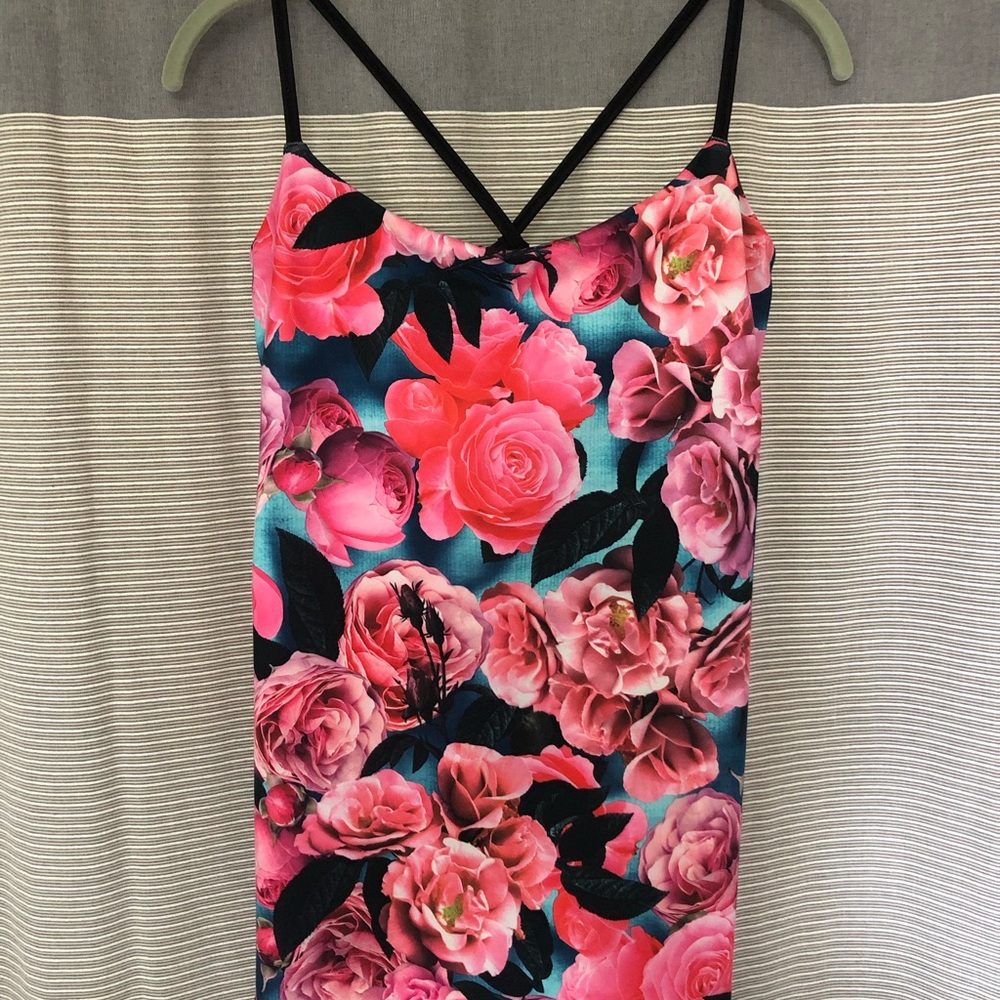 Pink floral Lululemon activewear tank